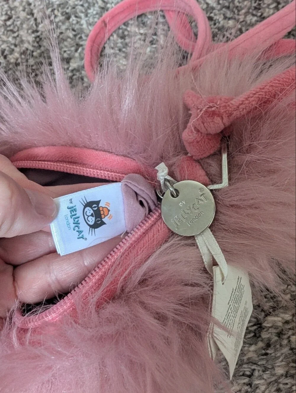 Jellycat Fluffy Fancies Pink Flamingo Plush Crossbody Bag Purse